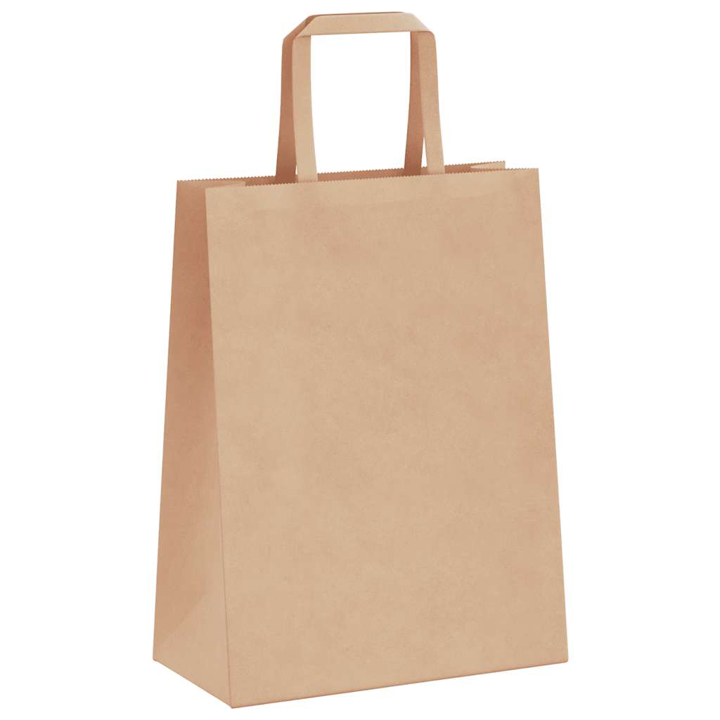 Sacchetti di Carta Kraft 50 pz con Manici Marrone 21x11x28 cm