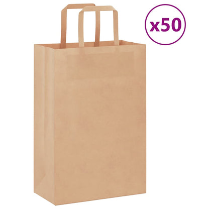 Sacchetti di Carta Kraft 50 pz con Manici Marrone 21x11x31 cm