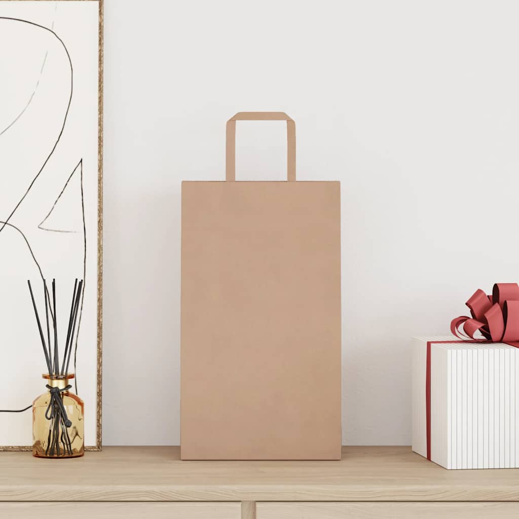 Sacchetti di Carta Kraft 50 pz con Manici Marrone 21x11x36 cm