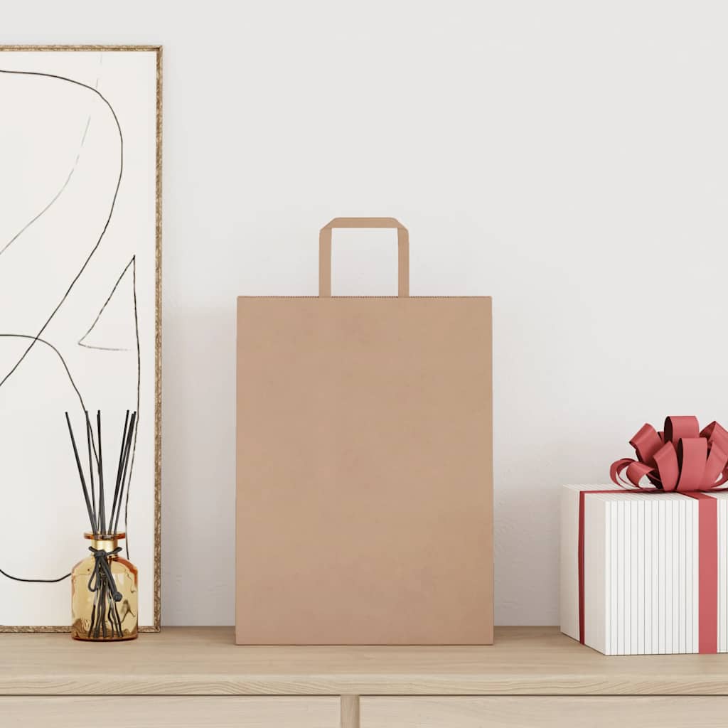 Sacchetti di Carta Kraft 50 pz con Manici Marrone 26x12x35 cm