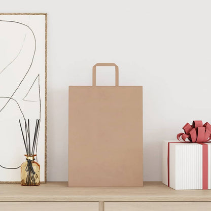 Sacchetti di Carta Kraft 50 pz con Manici Marrone 26x12x35 cm