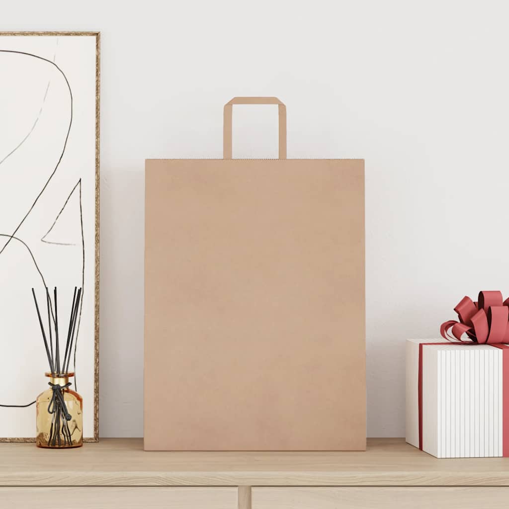 Sacchetti di Carta Kraft 50 pz con Manici Marrone 32x12x42 cm