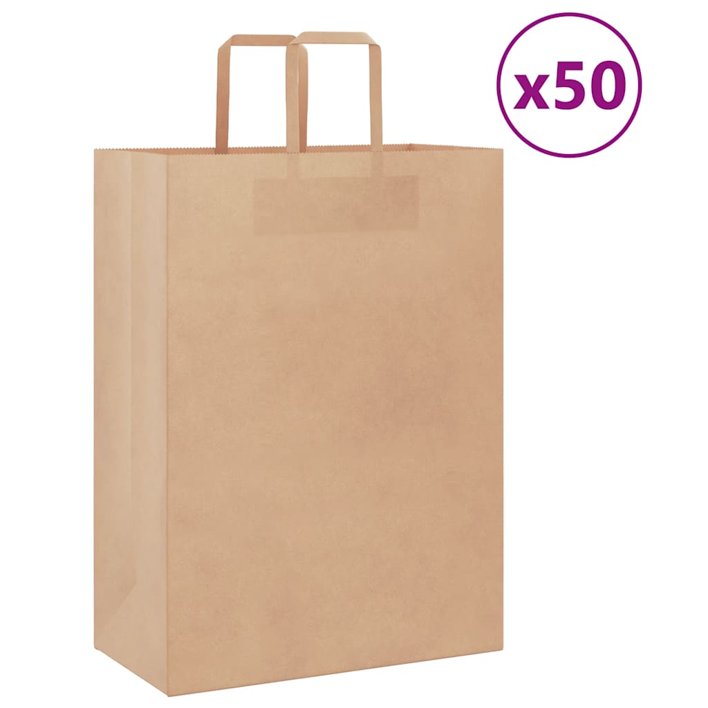 Sacchetti di Carta Kraft 50 pz con Manici Marrone 32x17x44 cm