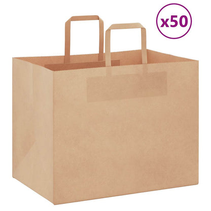 Sacchetti di Carta Kraft 50 pz con Manici Marrone 32x22x24 cm