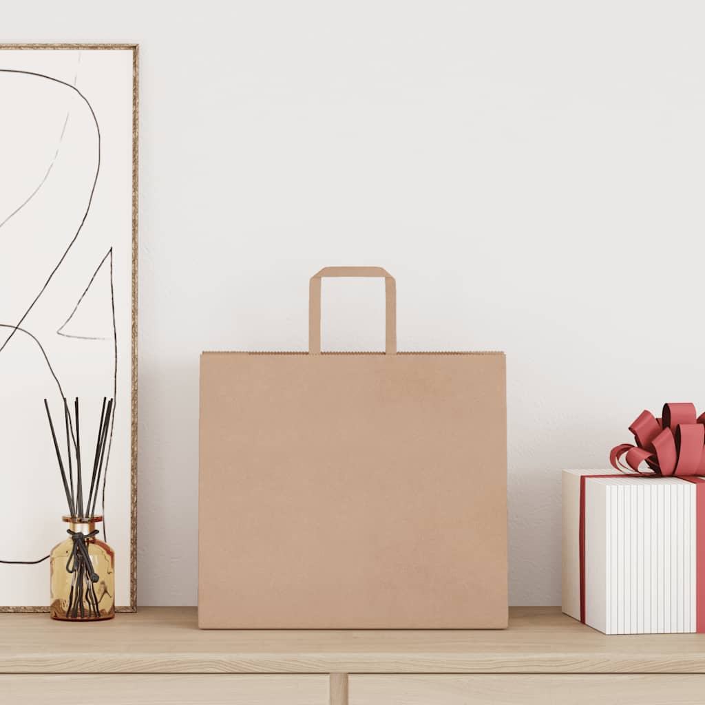 Sacchetti di Carta Kraft 50 pz con Manici Marrone 32x22x28 cm