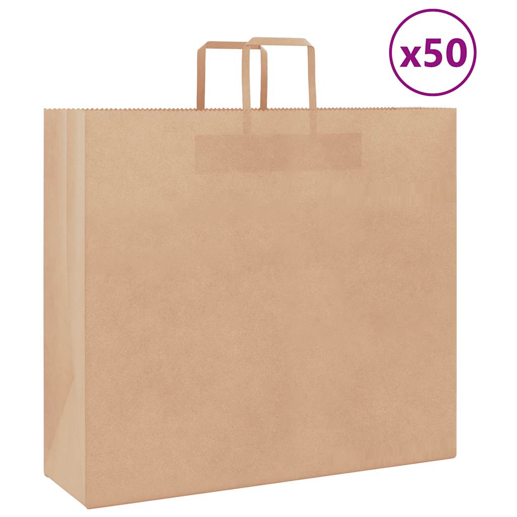 Sacchetti di Carta Kraft 50 pz con Manici Marrone 54x15x49 cm
