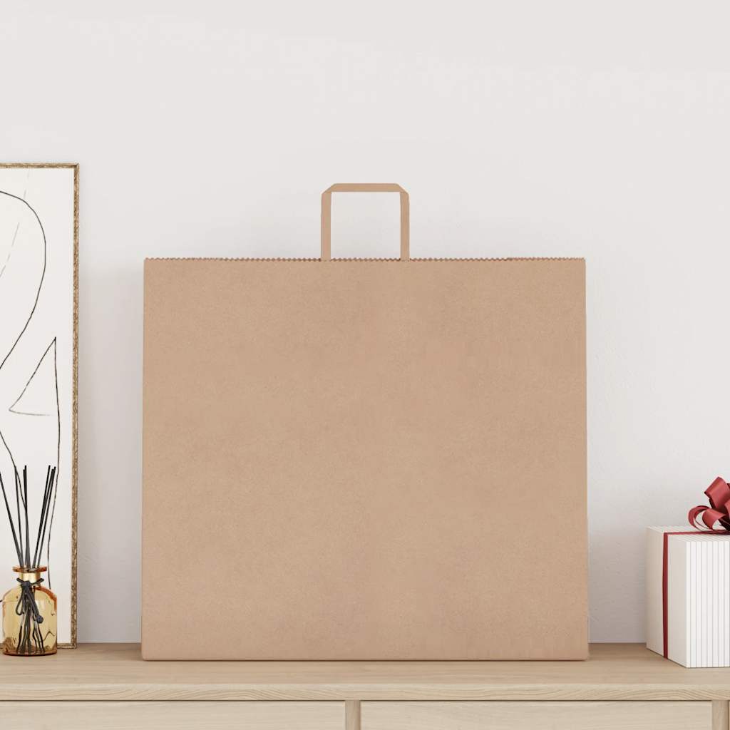 Sacchetti di Carta Kraft 50 pz con Manici Marrone 54x15x49 cm