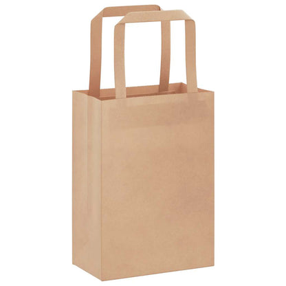Sacchetti di Carta Kraft 250 pz con Manici Marrone 15x8x21 cm