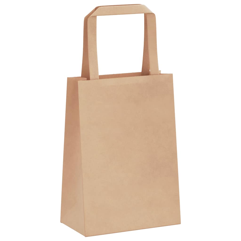 Sacchetti di Carta Kraft 250 pz con Manici Marrone 15x8x21 cm