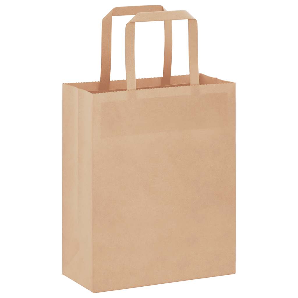Sacchetti di Carta Kraft 250 pz con Manici Marrone 18x8x22 cm