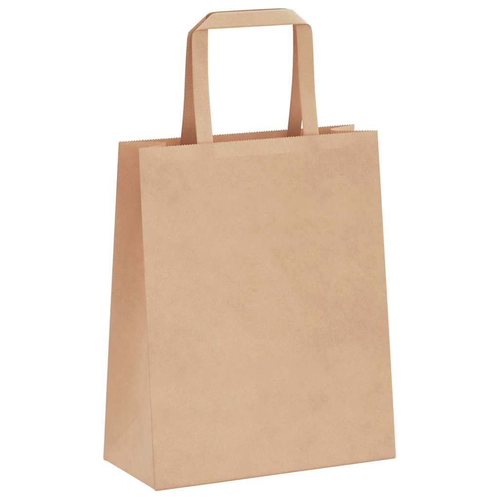 Sacchetti di Carta Kraft 250 pz con Manici Marrone 18x8x22 cm