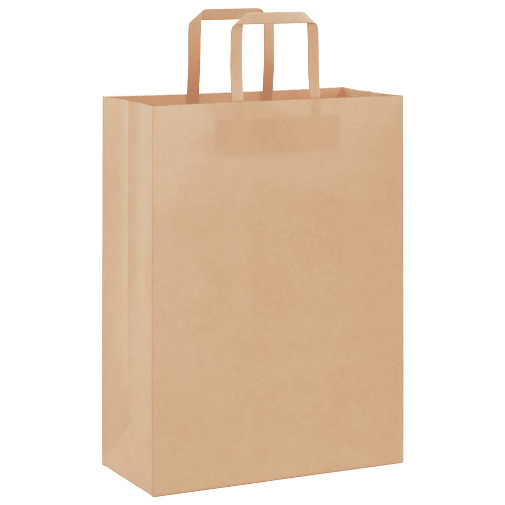 Sacchetti di Carta Kraft 250 pz con Manici Marrone 26x12x35 cm