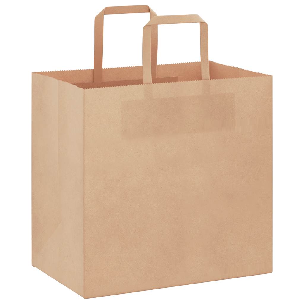 Sacchetti di Carta Kraft 250 pz con Manici Marrone 26x17x25 cm