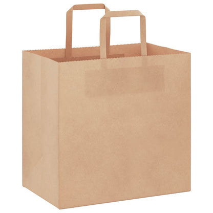 Sacchetti di Carta Kraft 250 pz con Manici Marrone 26x17x25 cm
