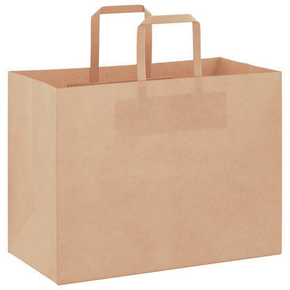Sacchetti di Carta Kraft 250 pz con Manici Marrone 32x17x25 cm