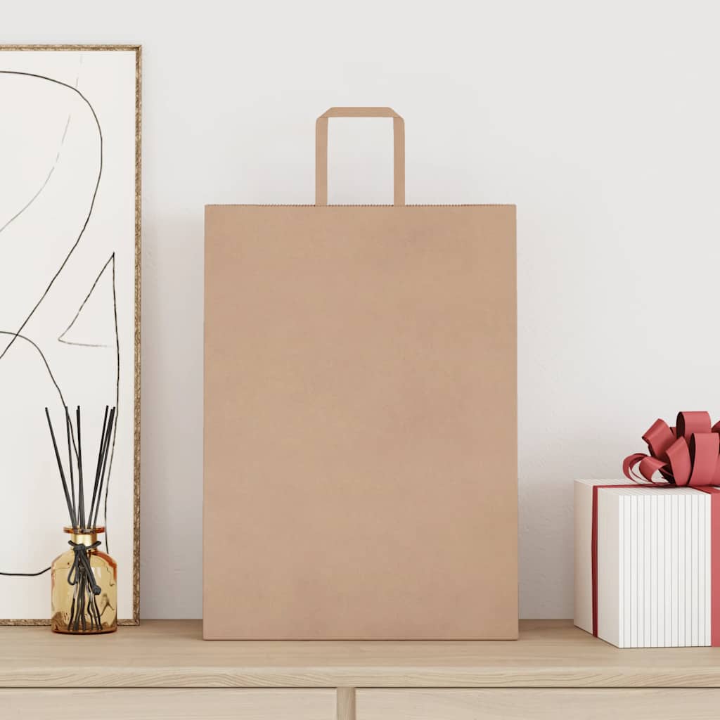 Sacchetti di Carta Kraft 250 pz con Manici Marrone 32x17x44 cm