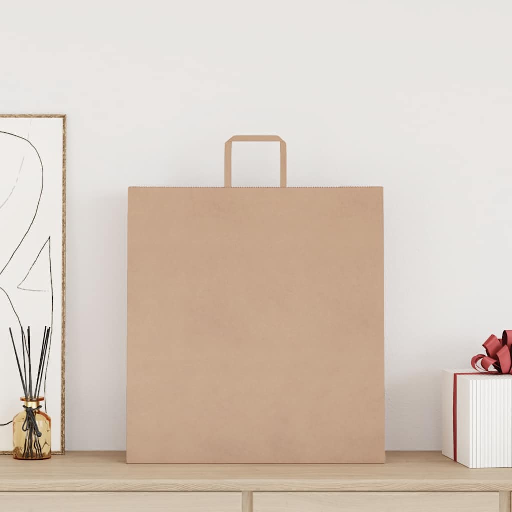 Sacchetti di Carta Kraft 250 pz con Manici Marrone 45x17x48 cm