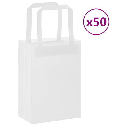 Sacchetti di Carta Kraft 50 pz con Manici Bianchi 15x8x21 cm