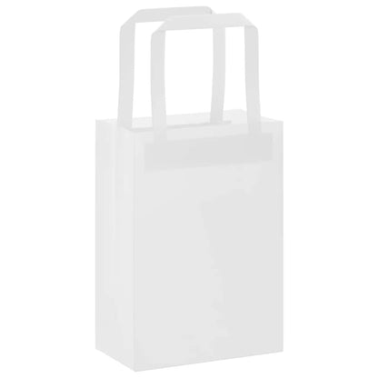 Sacchetti di Carta Kraft 50 pz con Manici Bianchi 15x8x21 cm