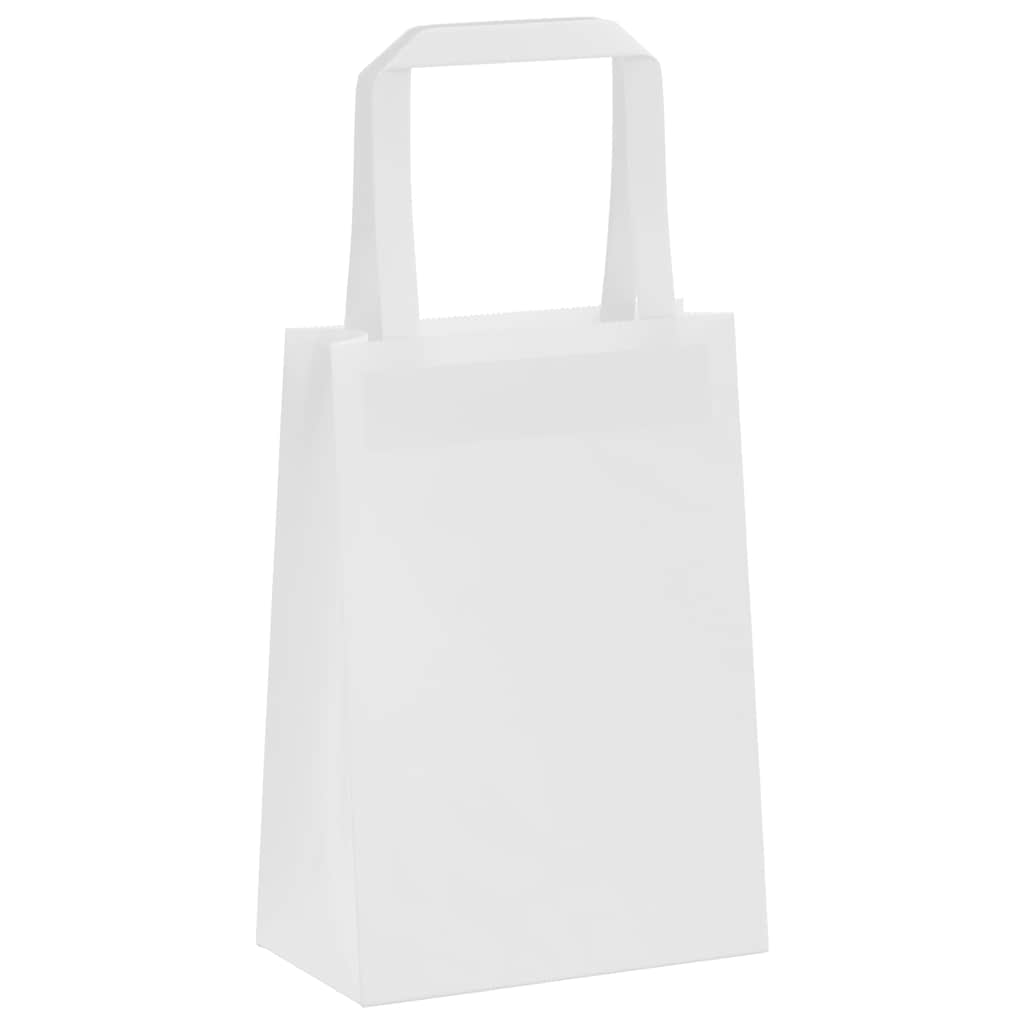 Sacchetti di Carta Kraft 50 pz con Manici Bianchi 15x8x21 cm
