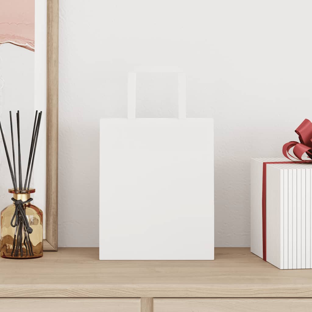 Sacchetti di Carta Kraft 50 pz con Manici Bianchi 18x8x22 cm