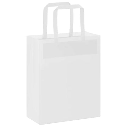 Sacchetti di Carta Kraft 50 pz con Manici Bianchi 18x8x22 cm