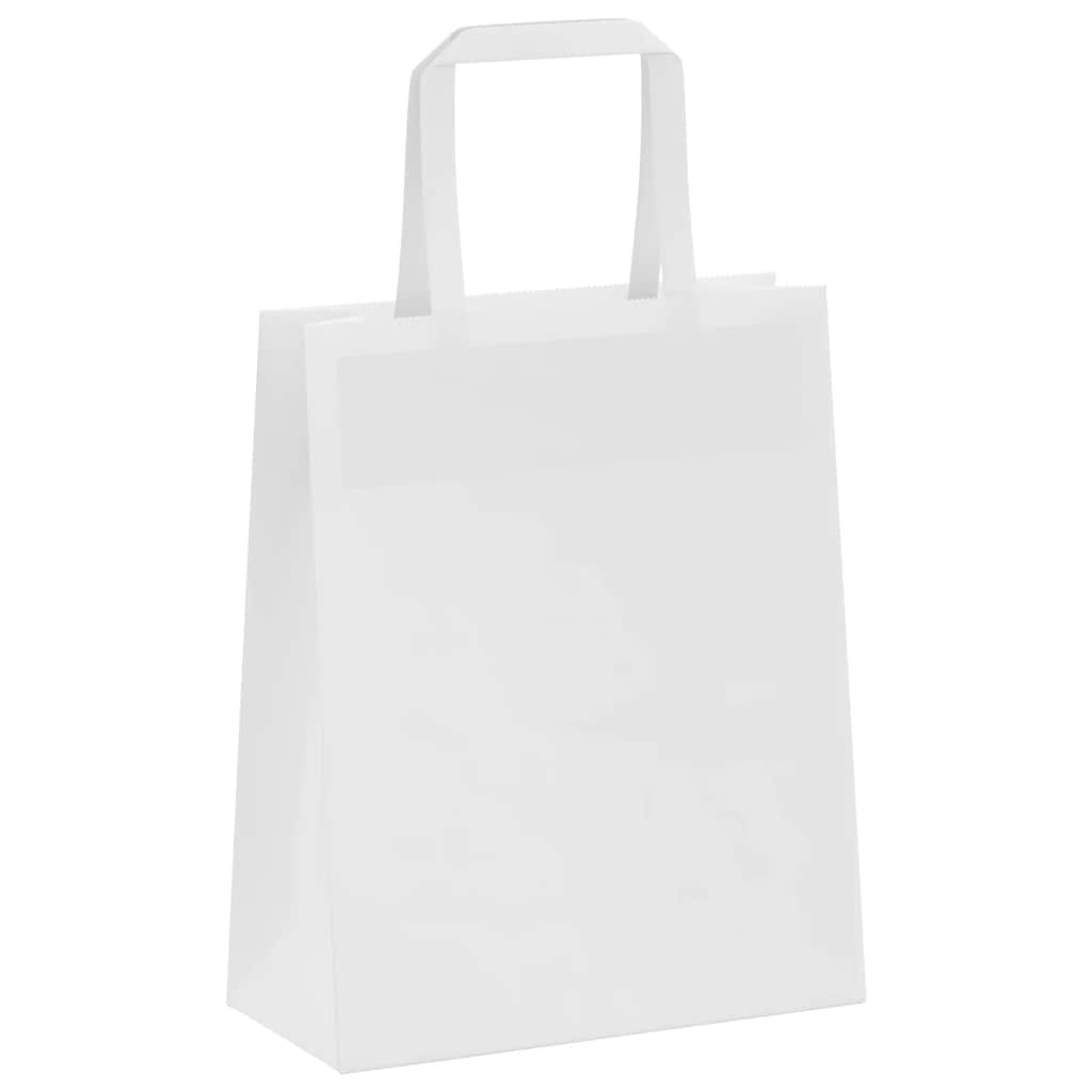 Sacchetti di Carta Kraft 50 pz con Manici Bianchi 18x8x22 cm
