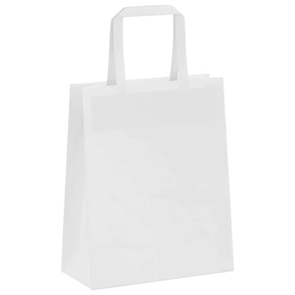 Sacchetti di Carta Kraft 50 pz con Manici Bianchi 18x8x22 cm