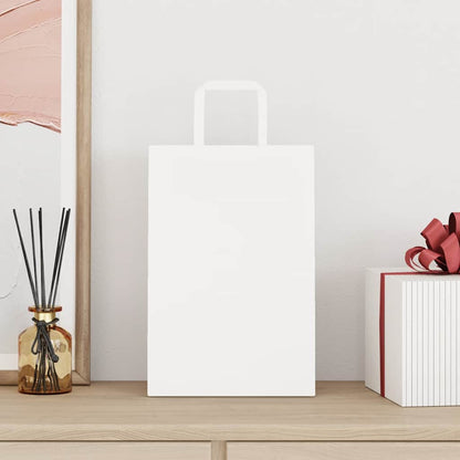 Sacchetti di Carta Kraft 50 pz con Manici Bianchi 21x11x31 cm