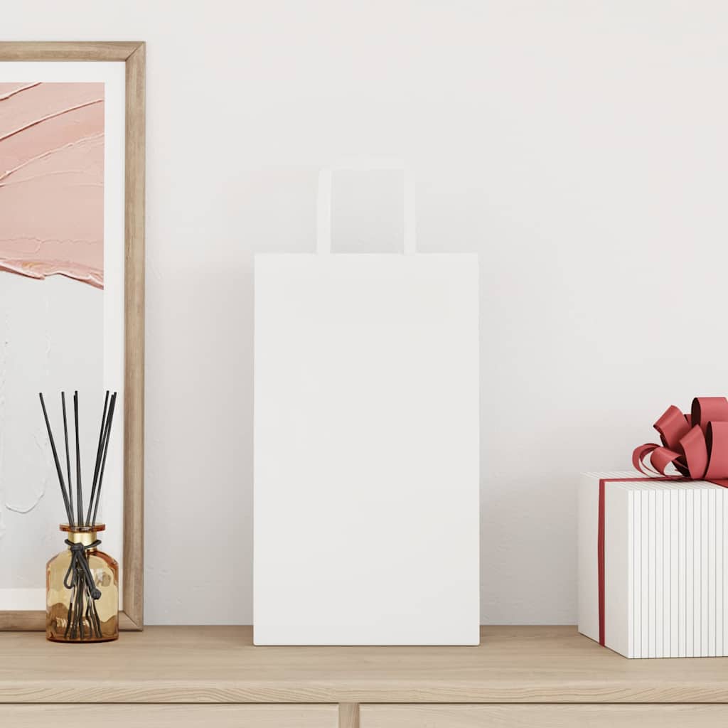 Sacchetti di Carta Kraft 50 pz con Manici Bianchi 21x11x36 cm