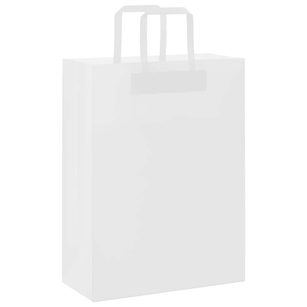 Sacchetti di Carta Kraft 50 pz con Manici Bianchi 26x12x35 cm