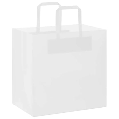 Sacchetti di Carta Kraft 50 pz con Manici Bianchi 26x17x25 cm