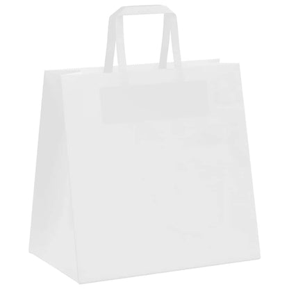 Sacchetti di Carta Kraft 50 pz con Manici Bianchi 26x17x25 cm