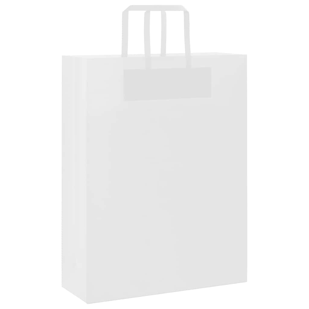 Sacchetti di Carta Kraft 50 pz con Manici Bianchi 32x12x42 cm
