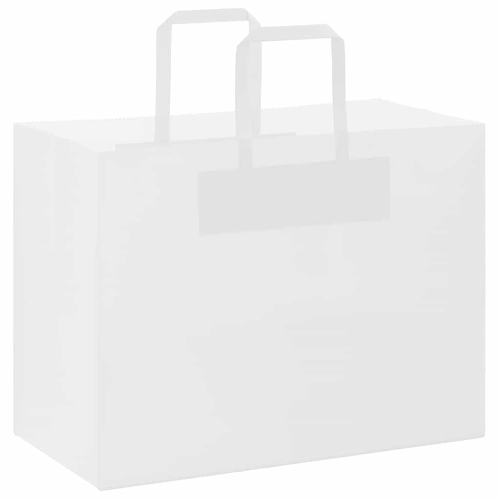 Sacchetti di Carta Kraft 50 pz con Manici Bianchi 32x17x25 cm