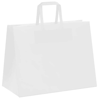 Sacchetti di Carta Kraft 50 pz con Manici Bianchi 32x17x25 cm