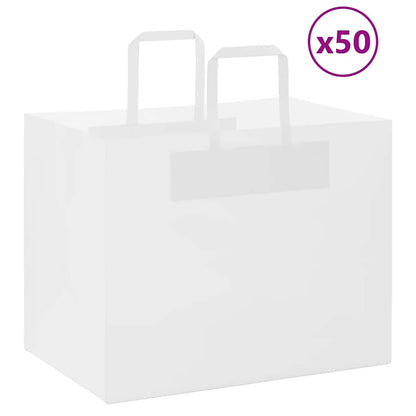 Sacchetti di Carta Kraft 50 pz con Manici Bianchi 32x22x24 cm