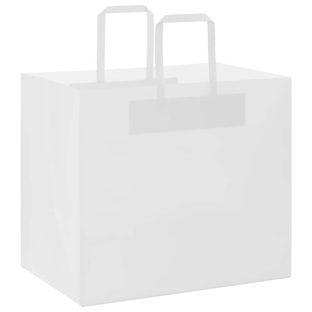Sacchetti di Carta Kraft 50 pz con Manici Bianchi 32x22x28 cm