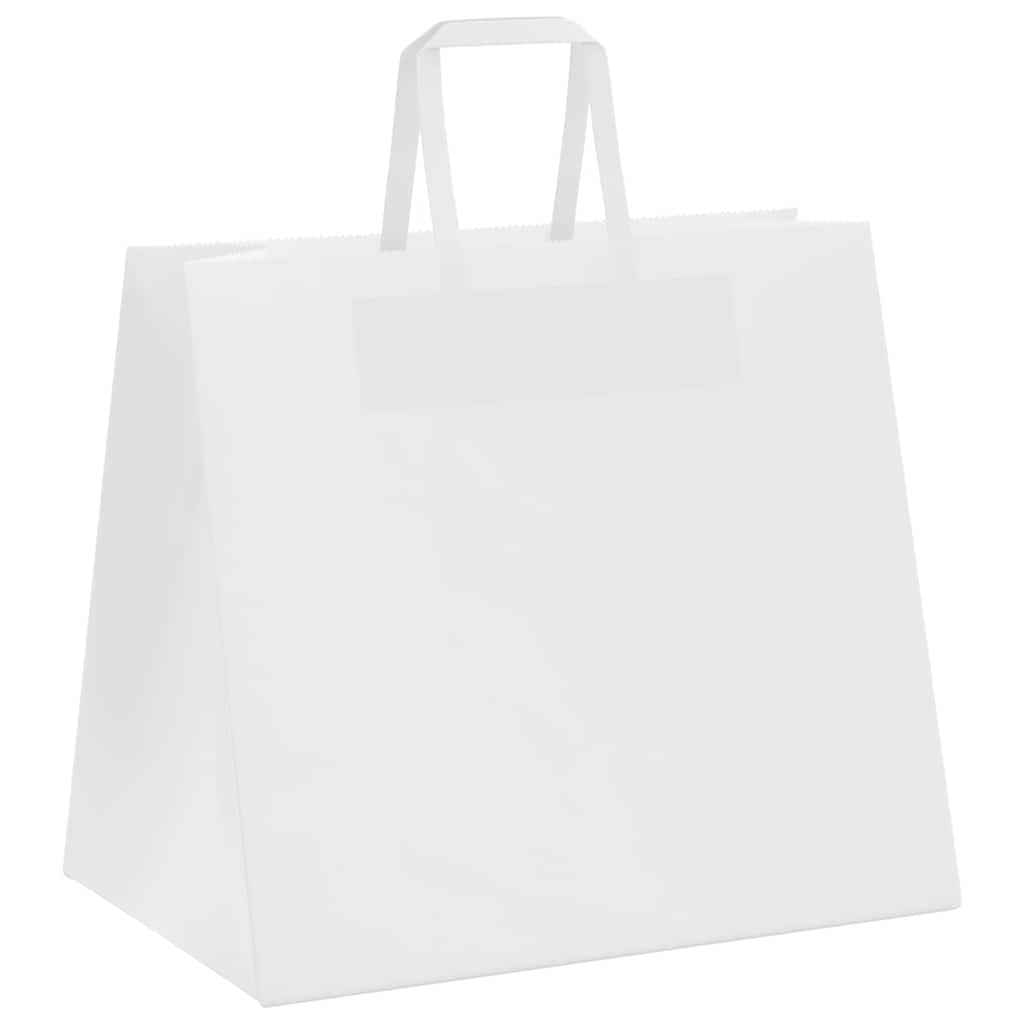 Sacchetti di Carta Kraft 50 pz con Manici Bianchi 32x22x28 cm