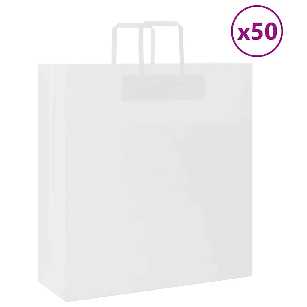 Sacchetti di Carta Kraft 50 pz con Manici Bianchi 45x17x48 cm