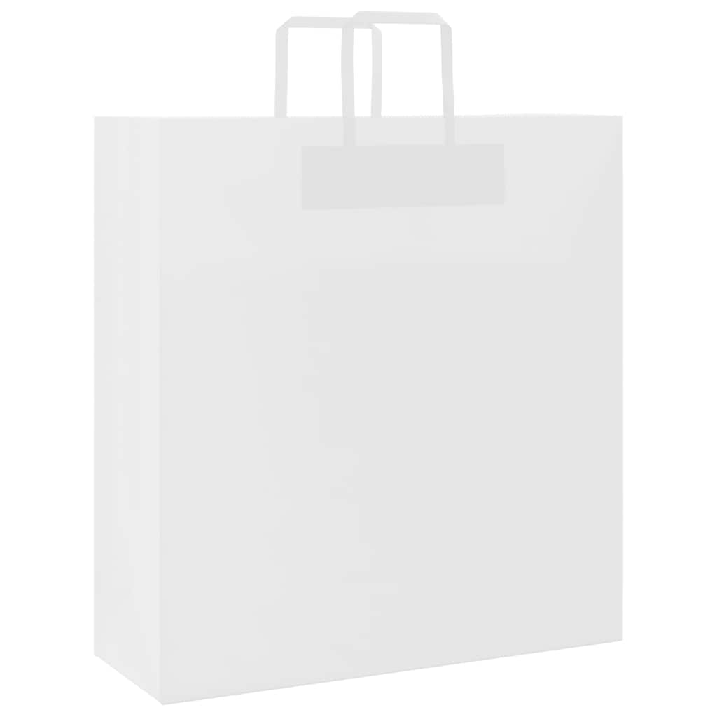 Sacchetti di Carta Kraft 50 pz con Manici Bianchi 45x17x48 cm