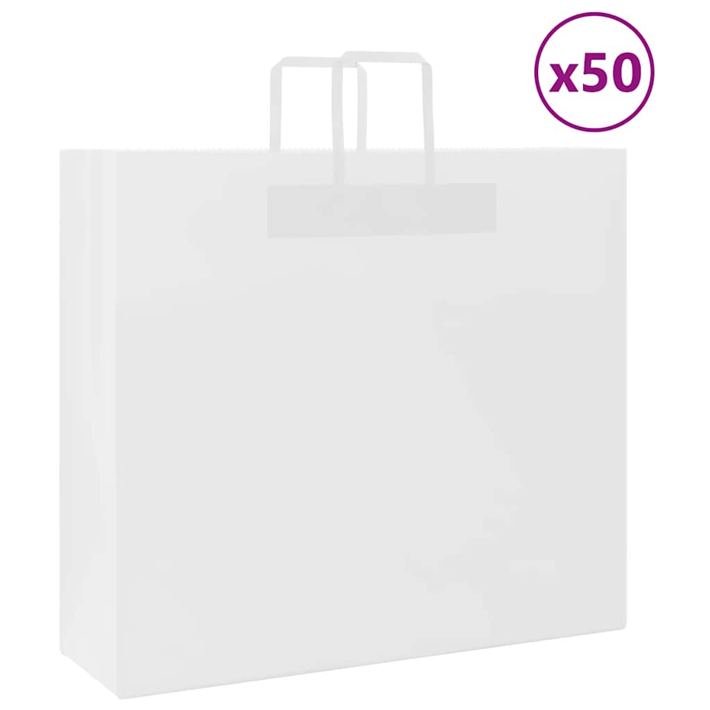 Sacchetti di Carta Kraft 50 pz con Manici Bianchi 54x15x49 cm