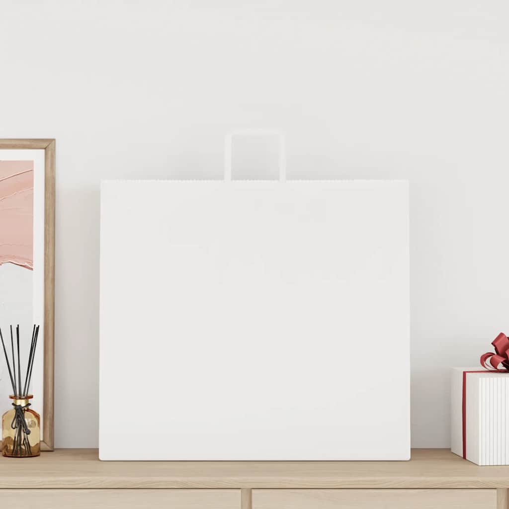 Sacchetti di Carta Kraft 50 pz con Manici Bianchi 54x15x49 cm