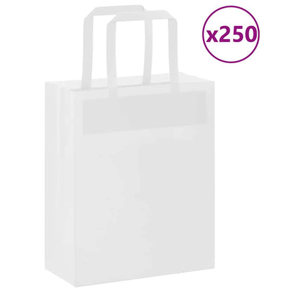 Sacchetti di Carta Kraft 250 pz con Manici Bianchi 18x8x22 cm