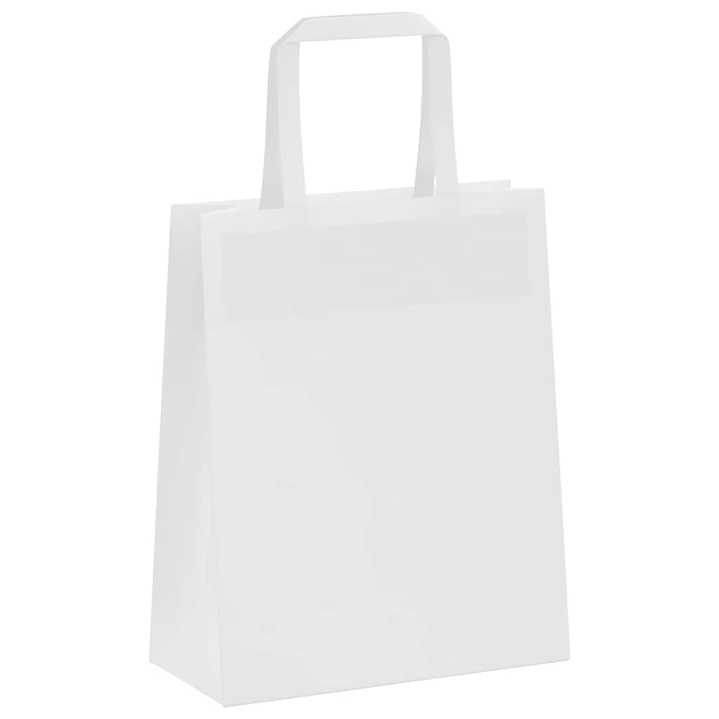 Sacchetti di Carta Kraft 250 pz con Manici Bianchi 18x8x22 cm