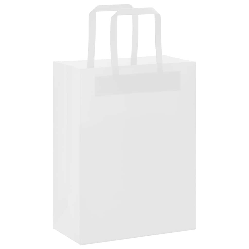 Sacchetti di Carta Kraft 250 pz con Manici Bianchi 21x11x28 cm