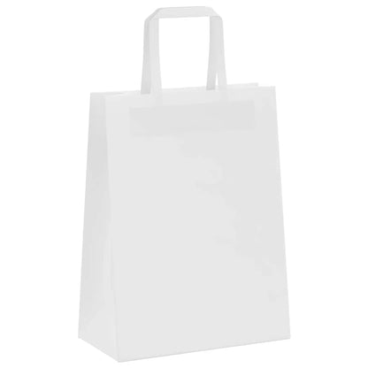 Sacchetti di Carta Kraft 250 pz con Manici Bianchi 21x11x28 cm