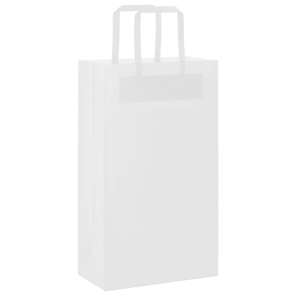 Sacchetti di Carta Kraft 250 pz con Manici Bianchi 21x11x36 cm