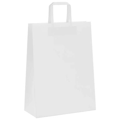 Sacchetti di Carta Kraft 250 pz con Manici Bianchi 26x12x35 cm
