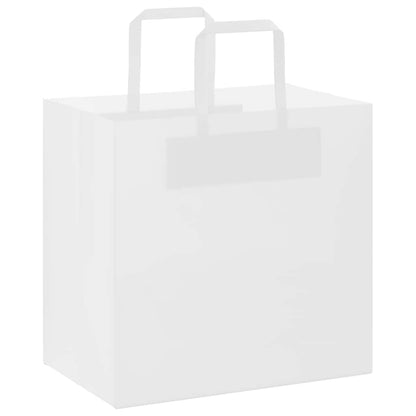 Sacchetti di Carta Kraft 250 pz con Manici Bianchi 26x17x25 cm